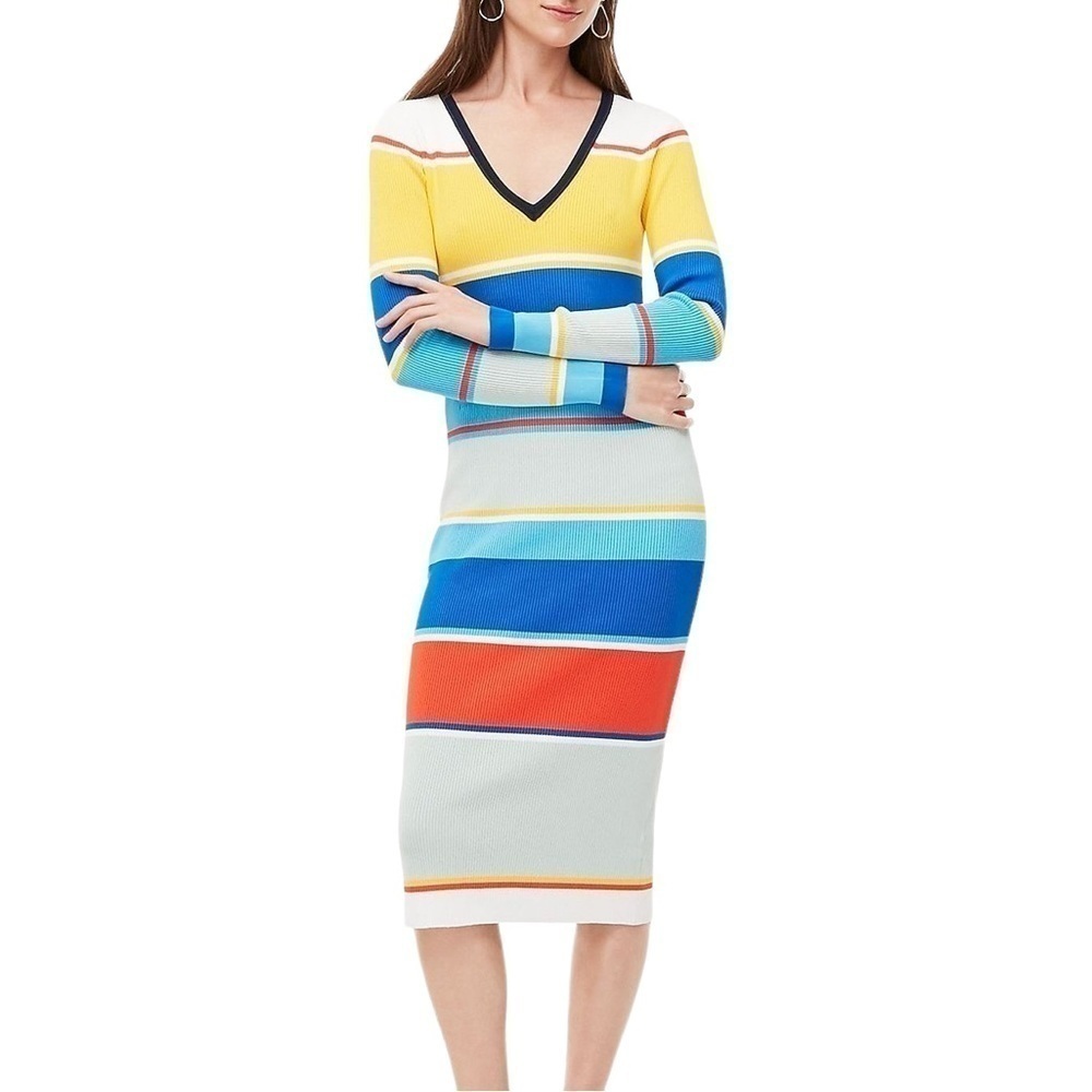 J. CREW Striped Ribbed‎ Midi Dress AK224 NWT